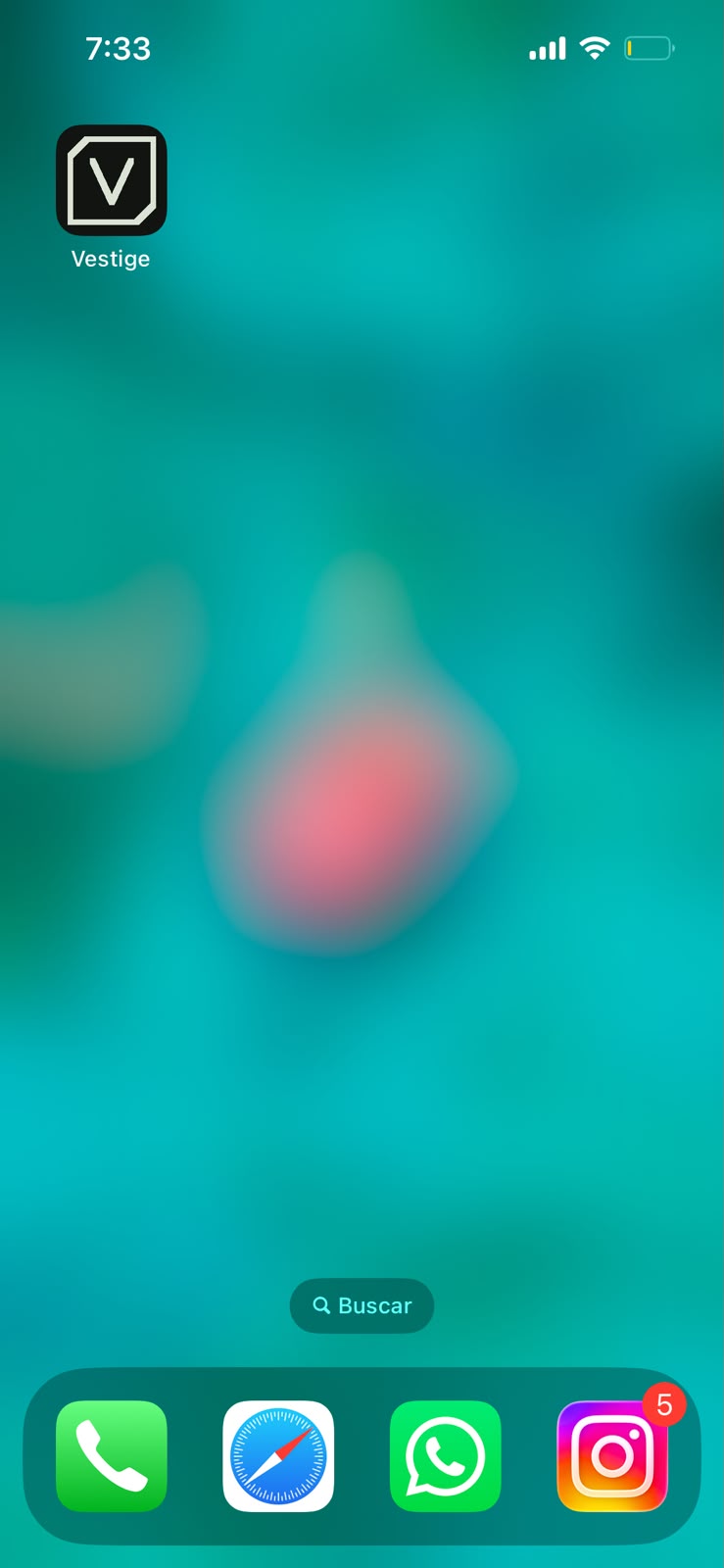 El icono de Vestige en la pantalla de inicio del teléfono.